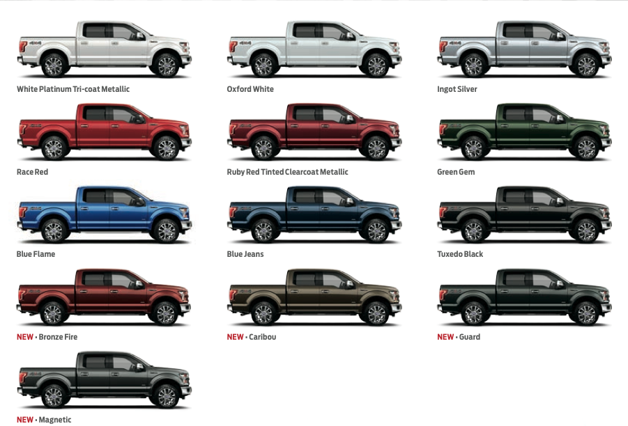 2013 Ford Color Chart
