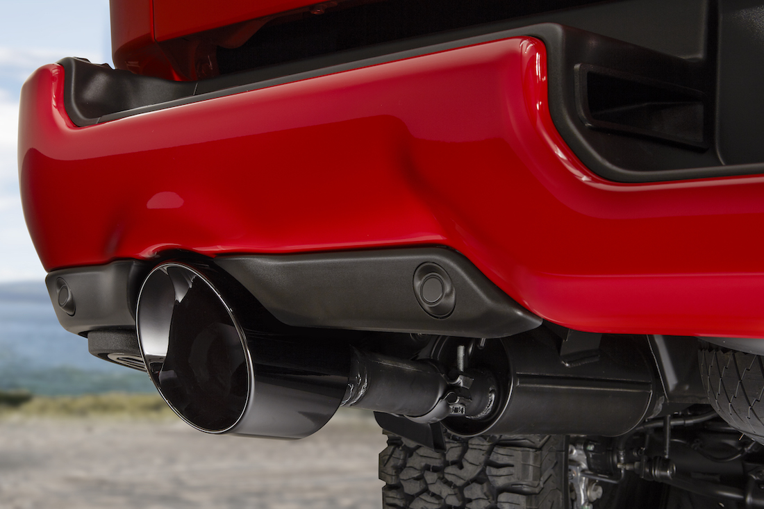 Mopar 5-inch dual exhaust tips feature dual wall thickness, fit snug to