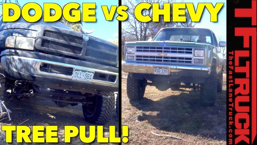 1985 chevy k10 big green 1994 dodge ram dodgezilla tree stump pull