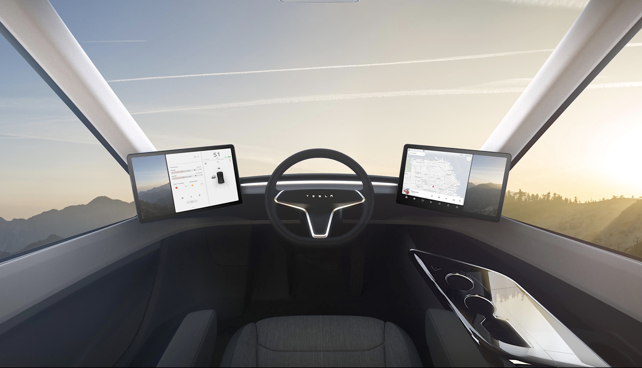 2020-tesla-semi-truck-interior - The Fast Lane Truck