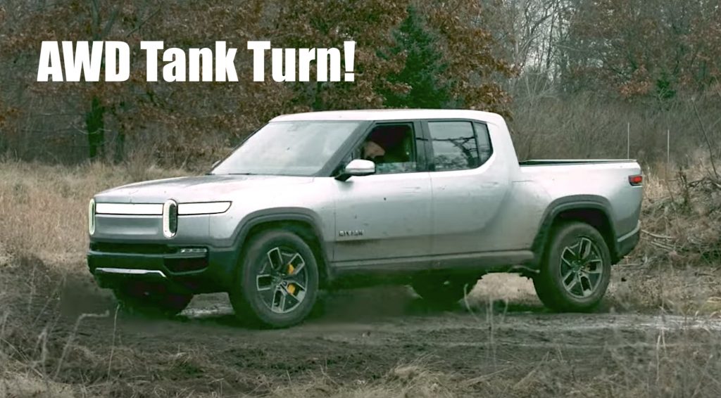 2021 rivian r1t r1s tank turn video