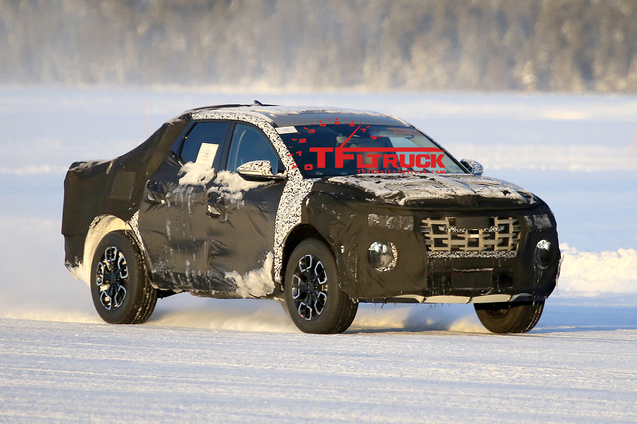2021 hyundai santa cruz breaks cover in finland showing a