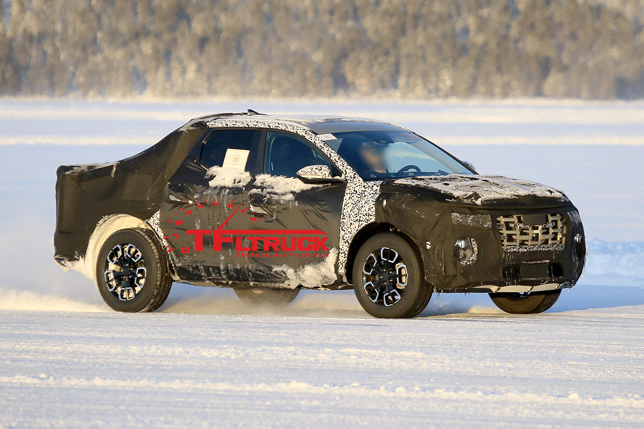 2021 hyundai santa cruz breaks cover in finland showing a